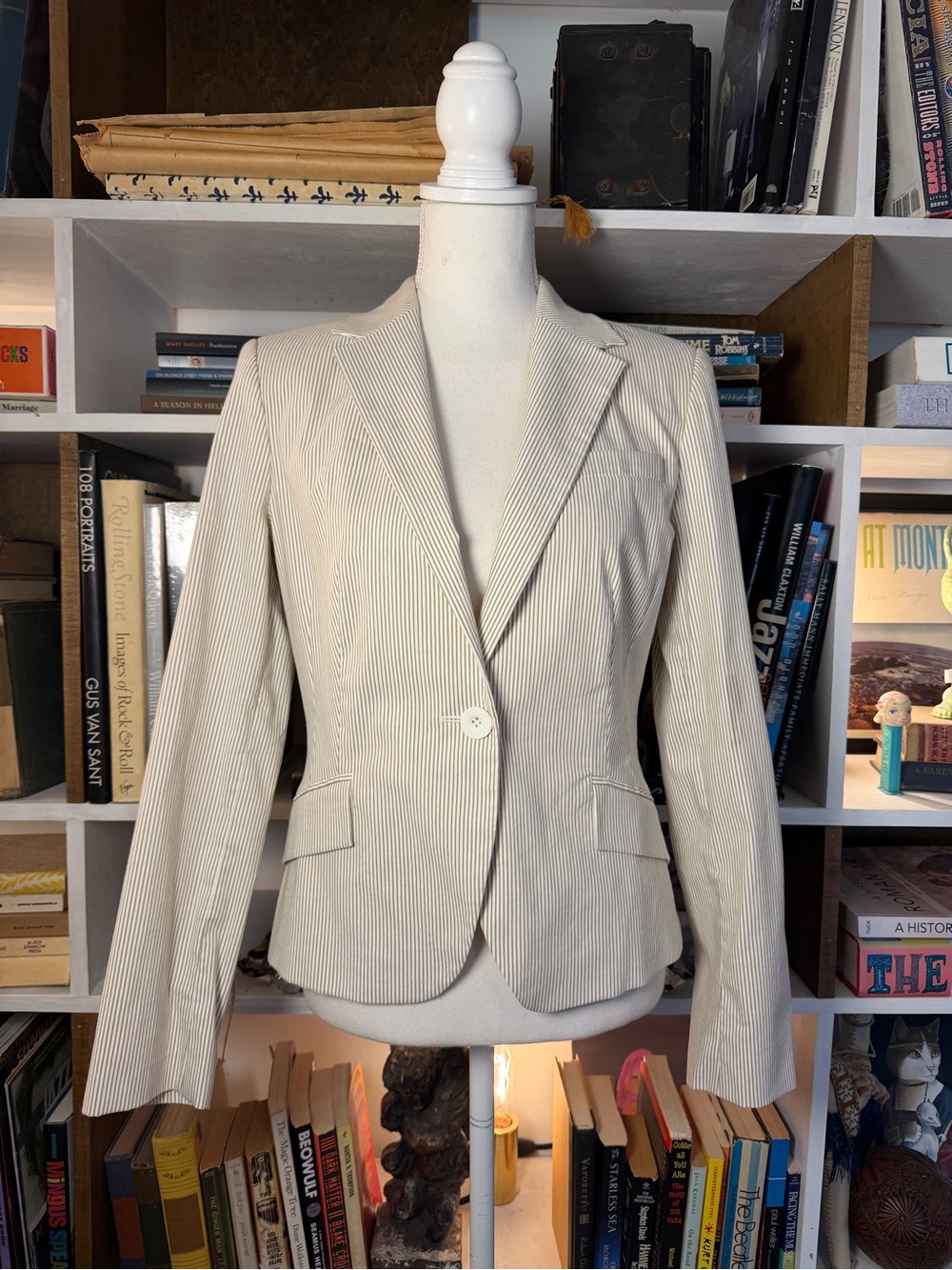 Women's Cream Pinstripe Blazer Jacket